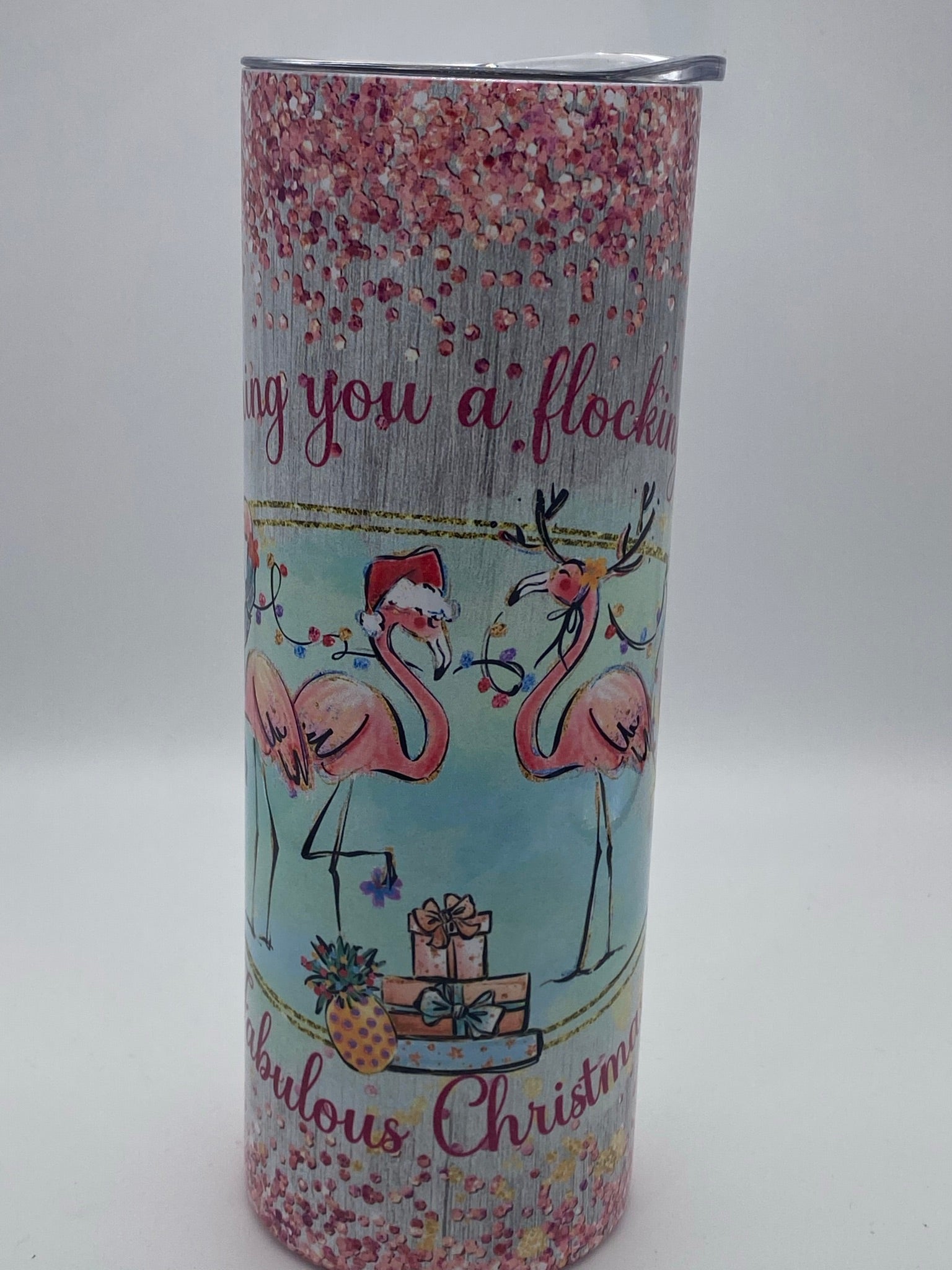 Flocking Fabulous Christmas Flamingo 20 oz Tumbler